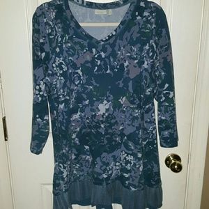 Logo Lounge Ruffle Hem Sweatshirt Tunic Sz L